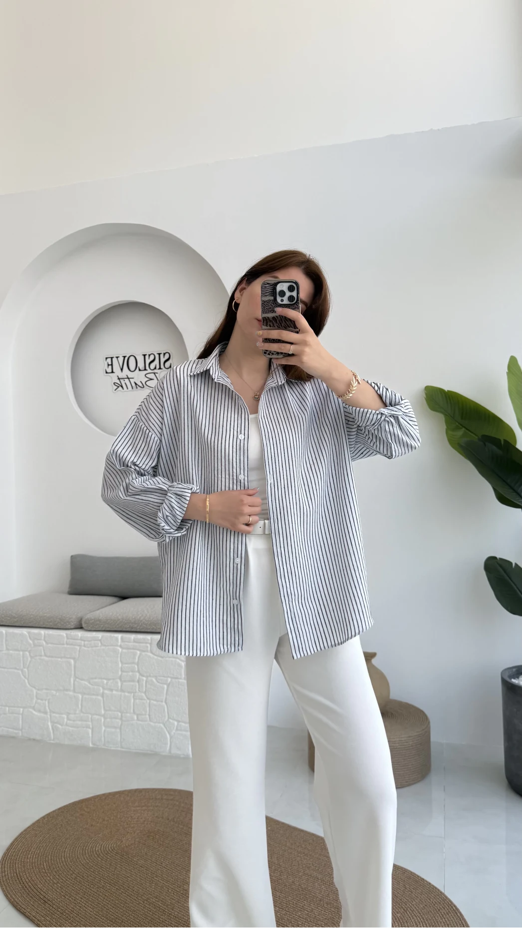 Natural Çizgili Gömlek - Siyah Çizgili - 2021