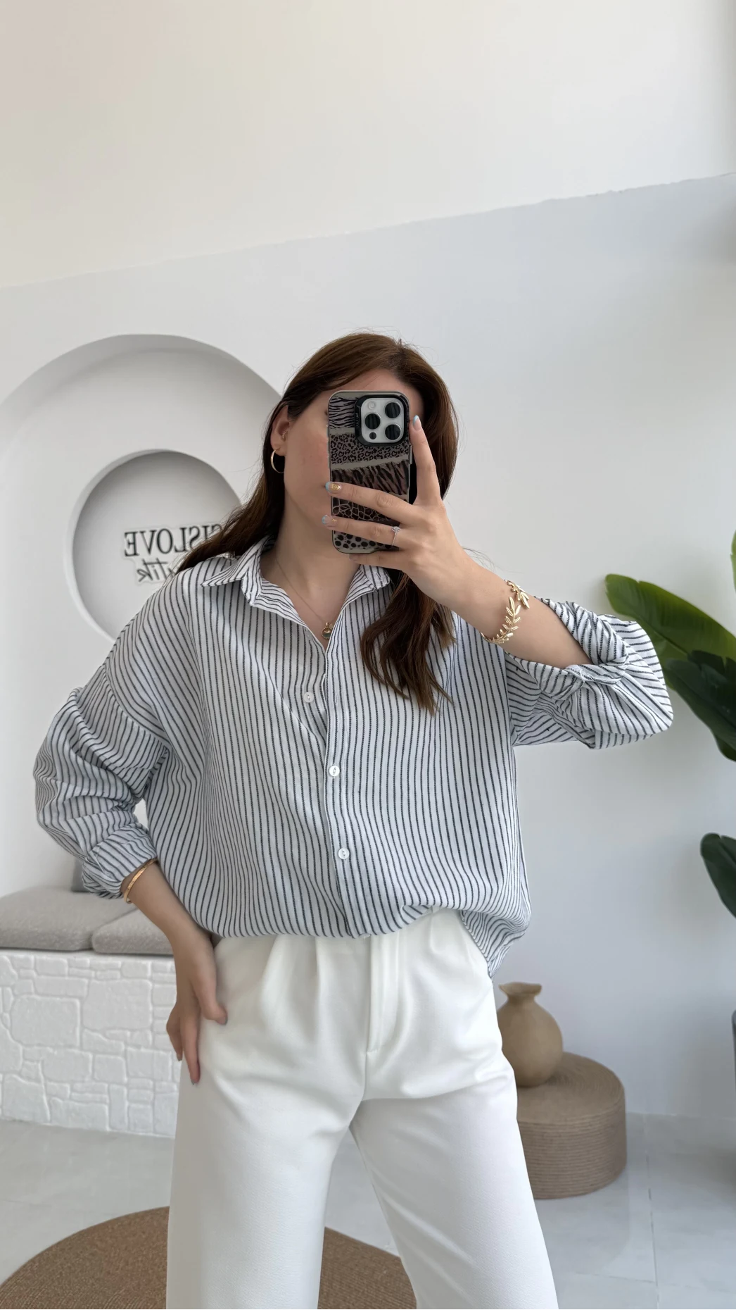 Natural Çizgili Gömlek - Siyah Çizgili - 2021