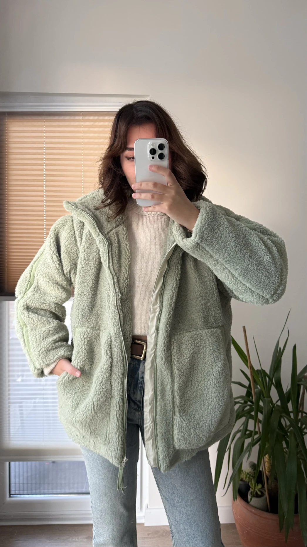Nebraska Astarlı Peluş Mint Yeşili Hırka Ceket