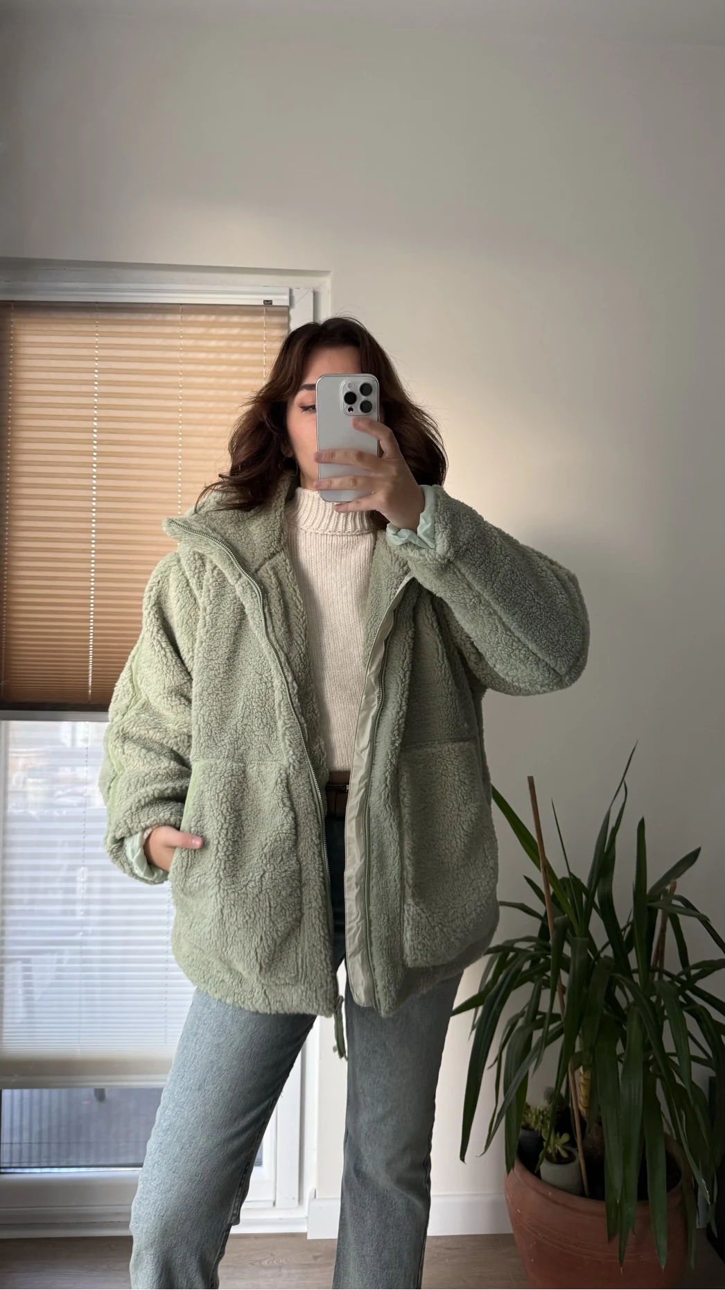 Nebraska Astarlı Peluş Mint Yeşili Hırka Ceket