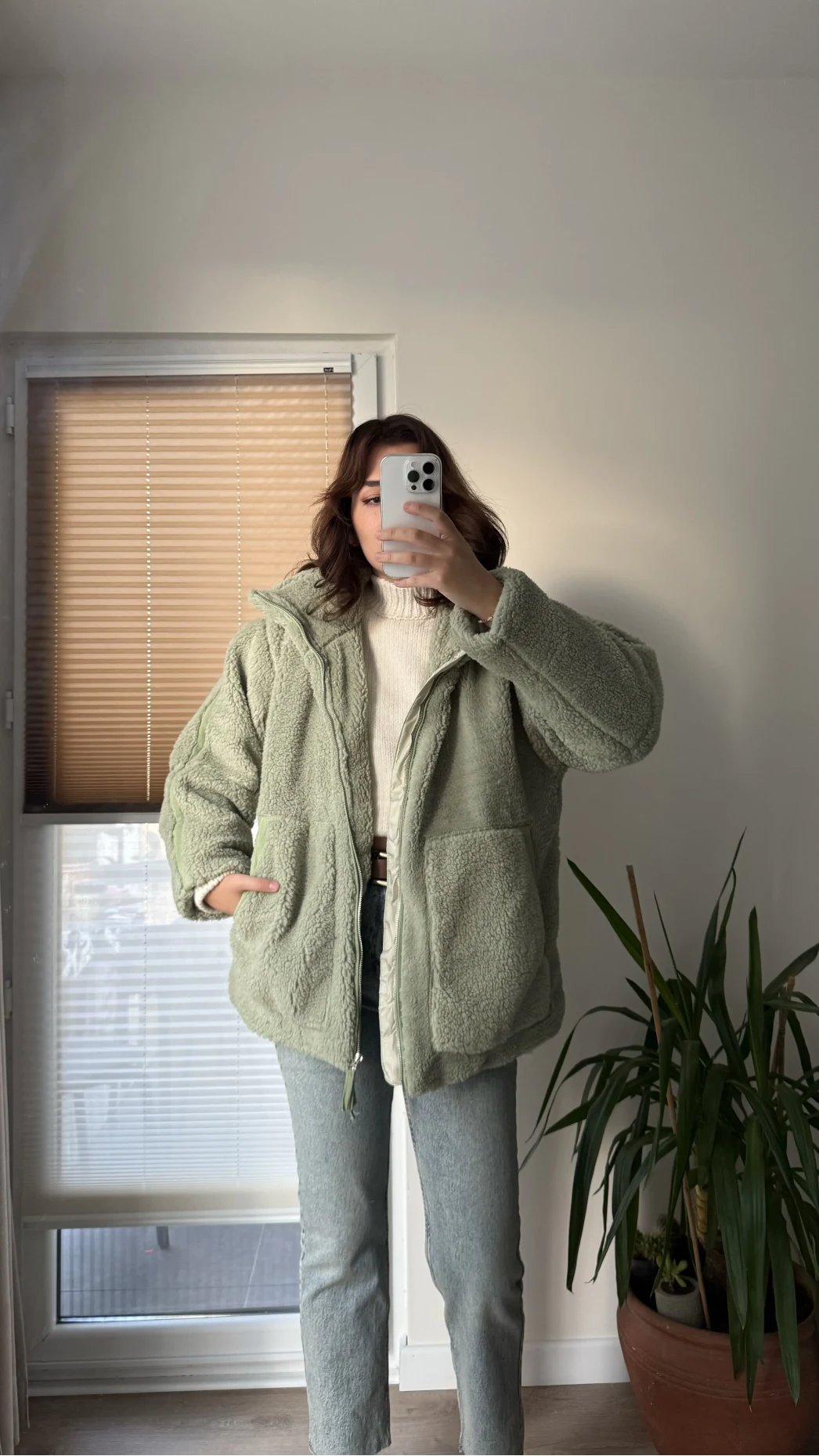 Nebraska Astarlı Peluş Mint Yeşili Hırka Ceket