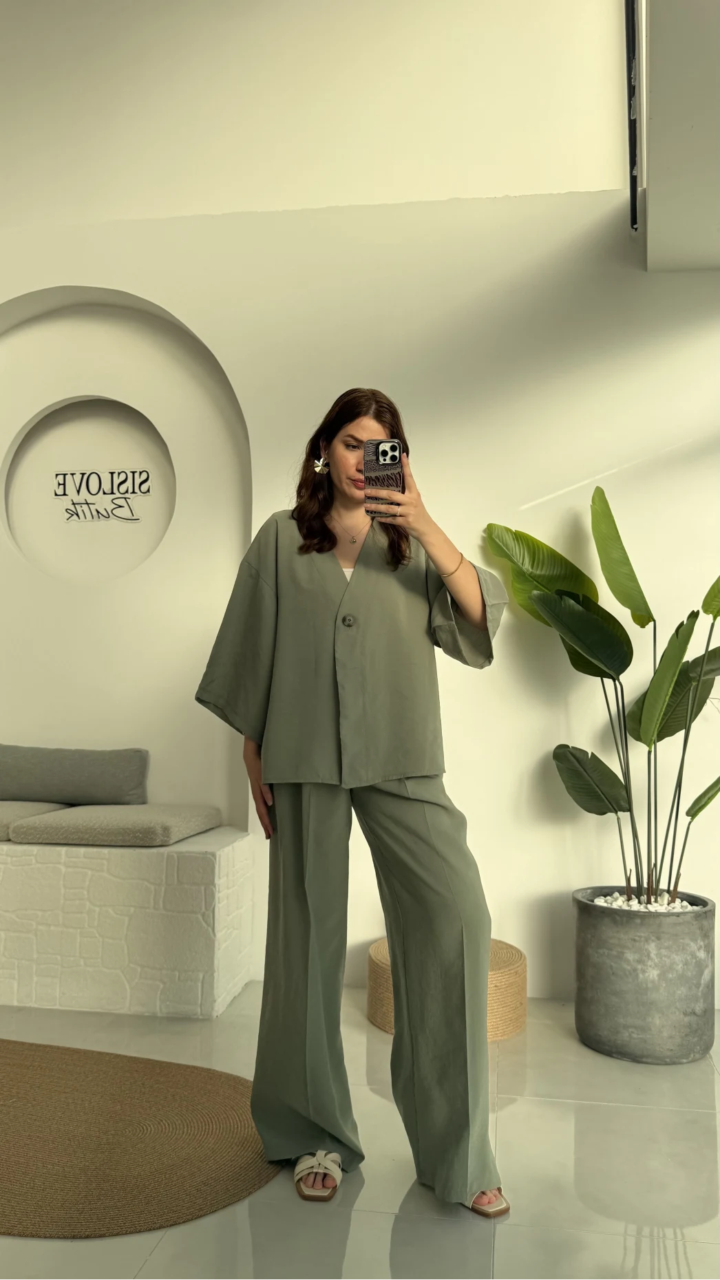 Nello Önü Düğmeli Takım - Çağla Yeşili - 51173