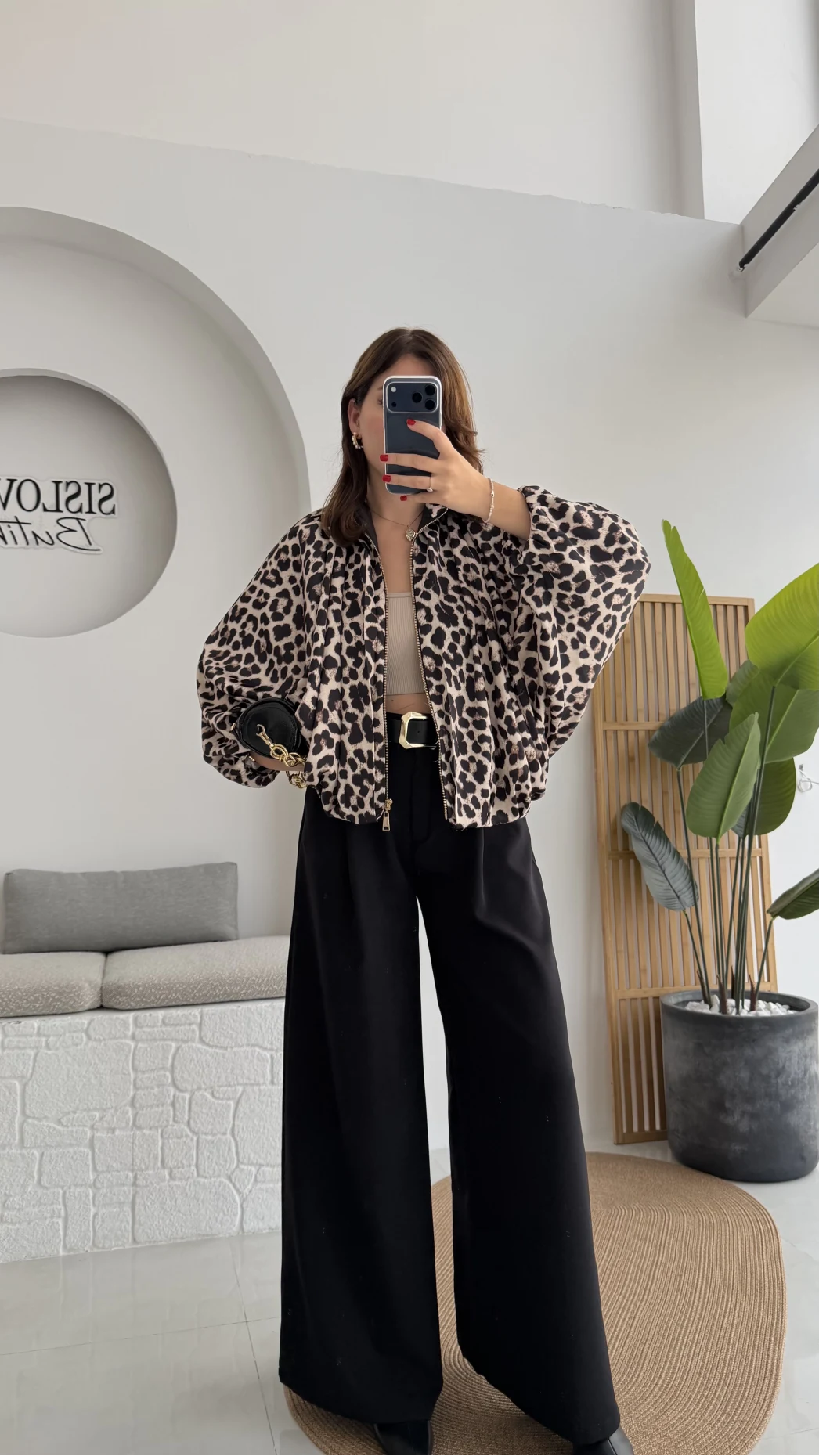 Nerissa Bomber Leopar Ceket - Kod: 9636
