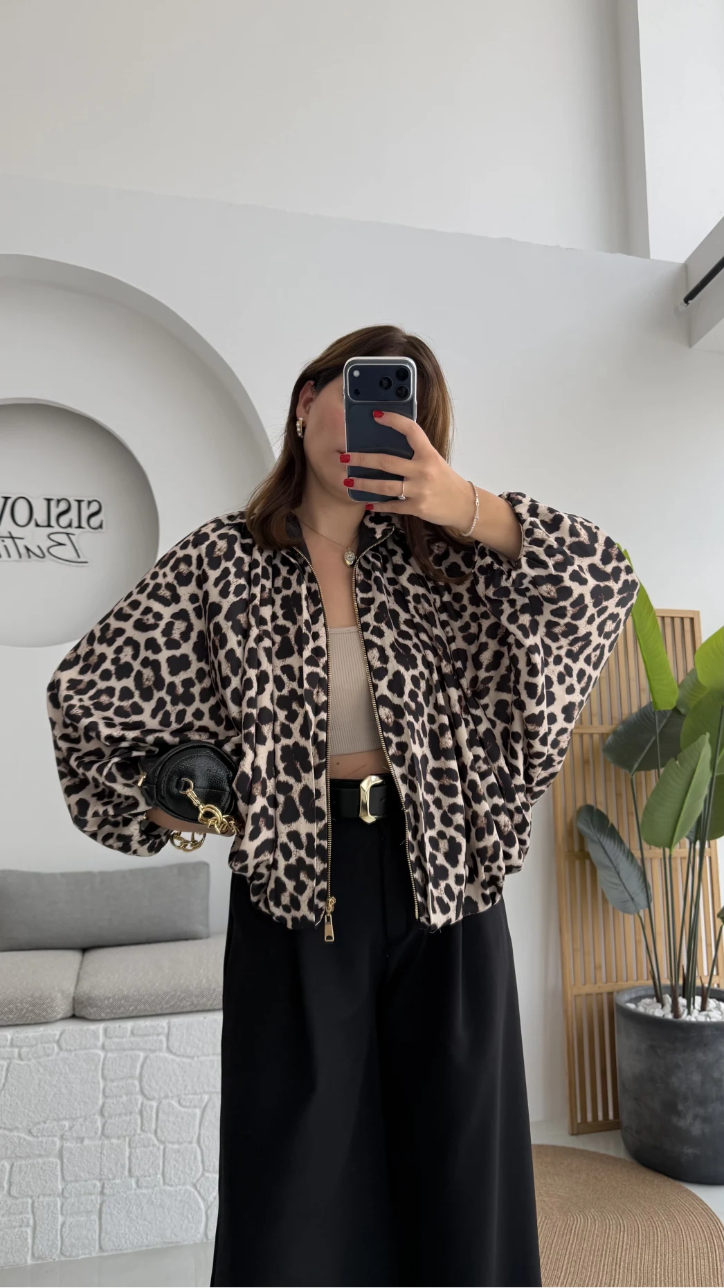 Nerissa Bomber Leopar Ceket - Kod: 9636