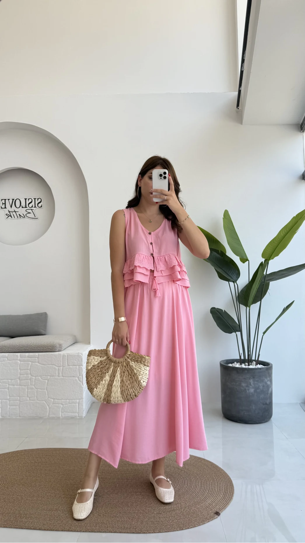 Nero Gofre Etekli Takım - Pembe - 8003