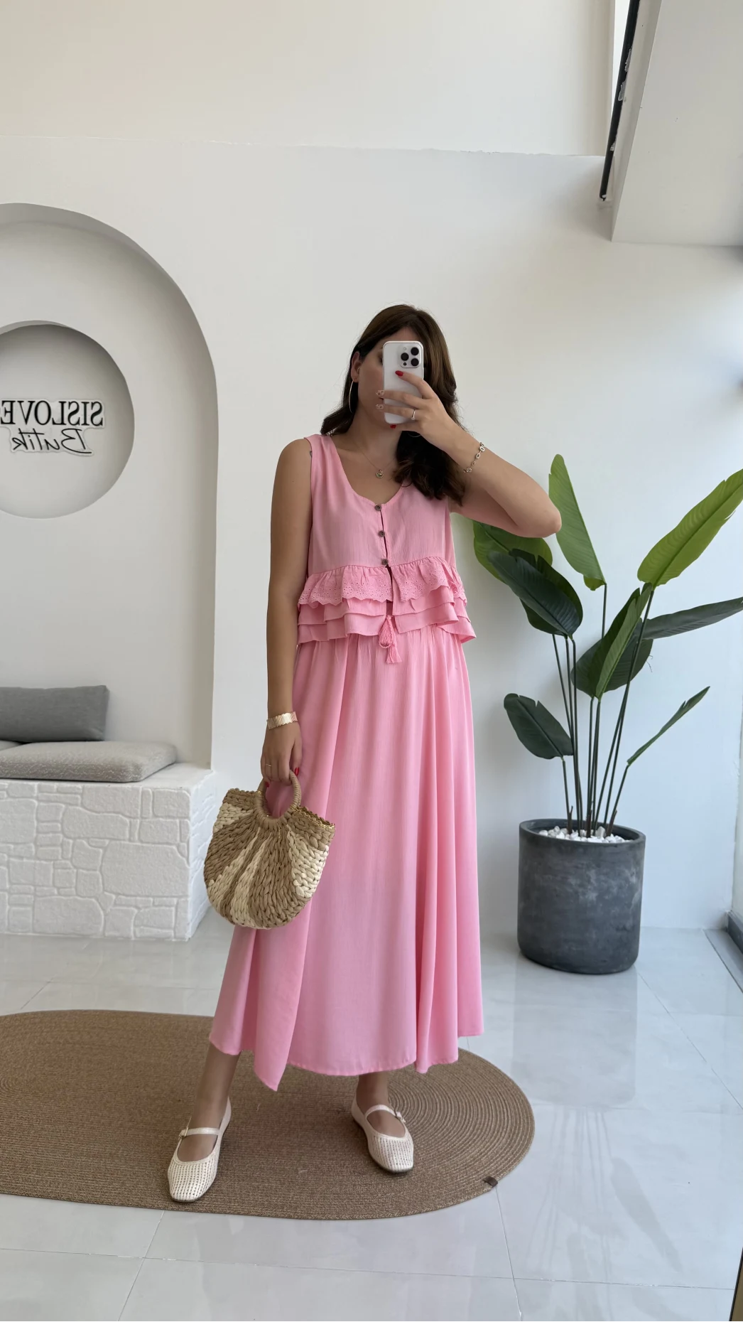 Nero Gofre Etekli Takım - Pembe - 8003