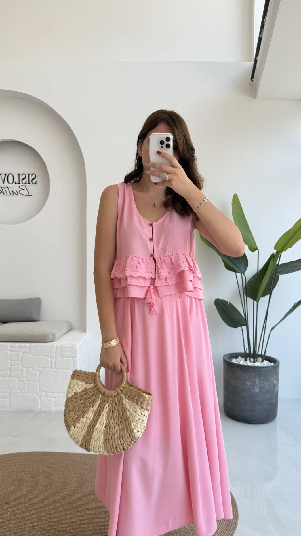 Nero Gofre Etekli Takım - Pembe - 8003