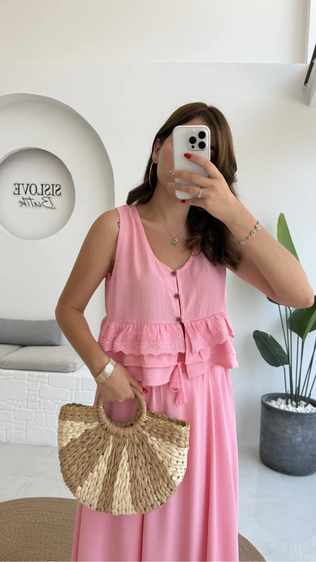 Nero Gofre Etekli Takım - Pembe - 8003