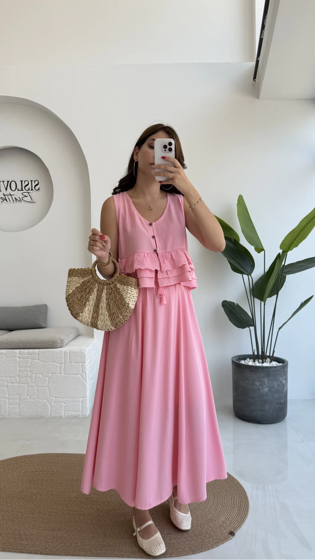 Nero Gofre Etekli Takım - Pembe - 8003