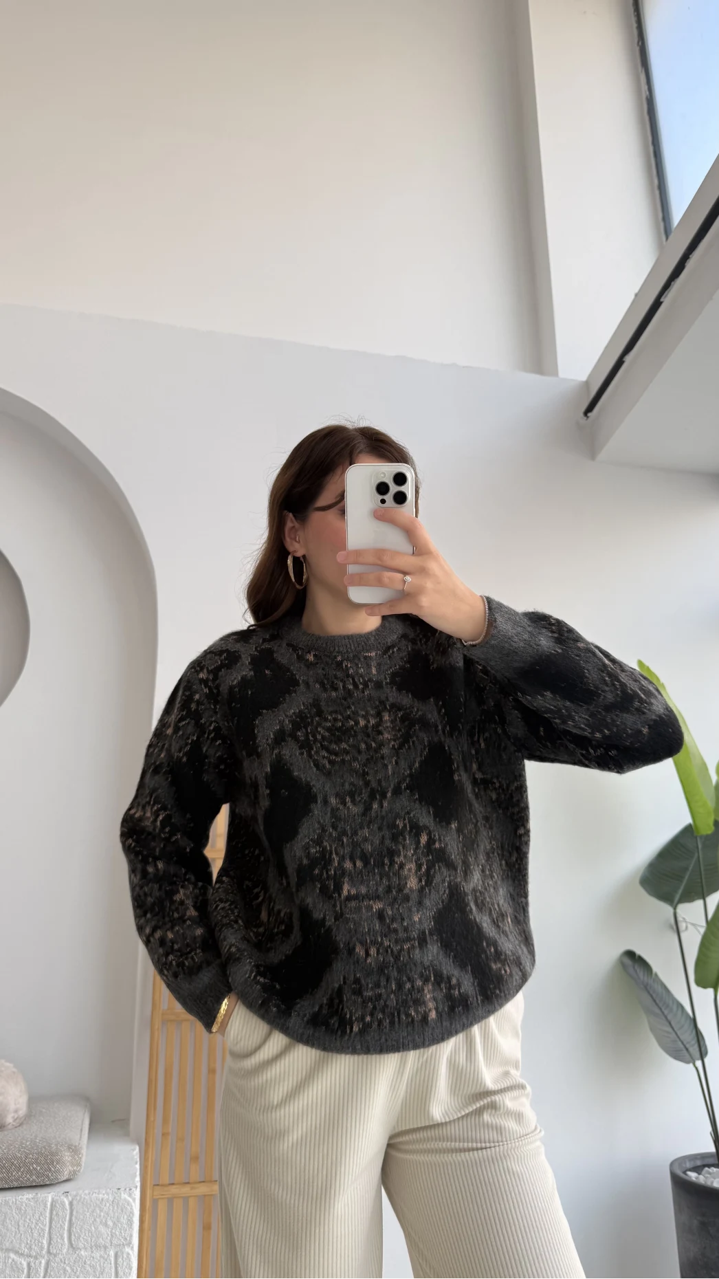 Nevina Desenli Kazak - Antrasit - 9074