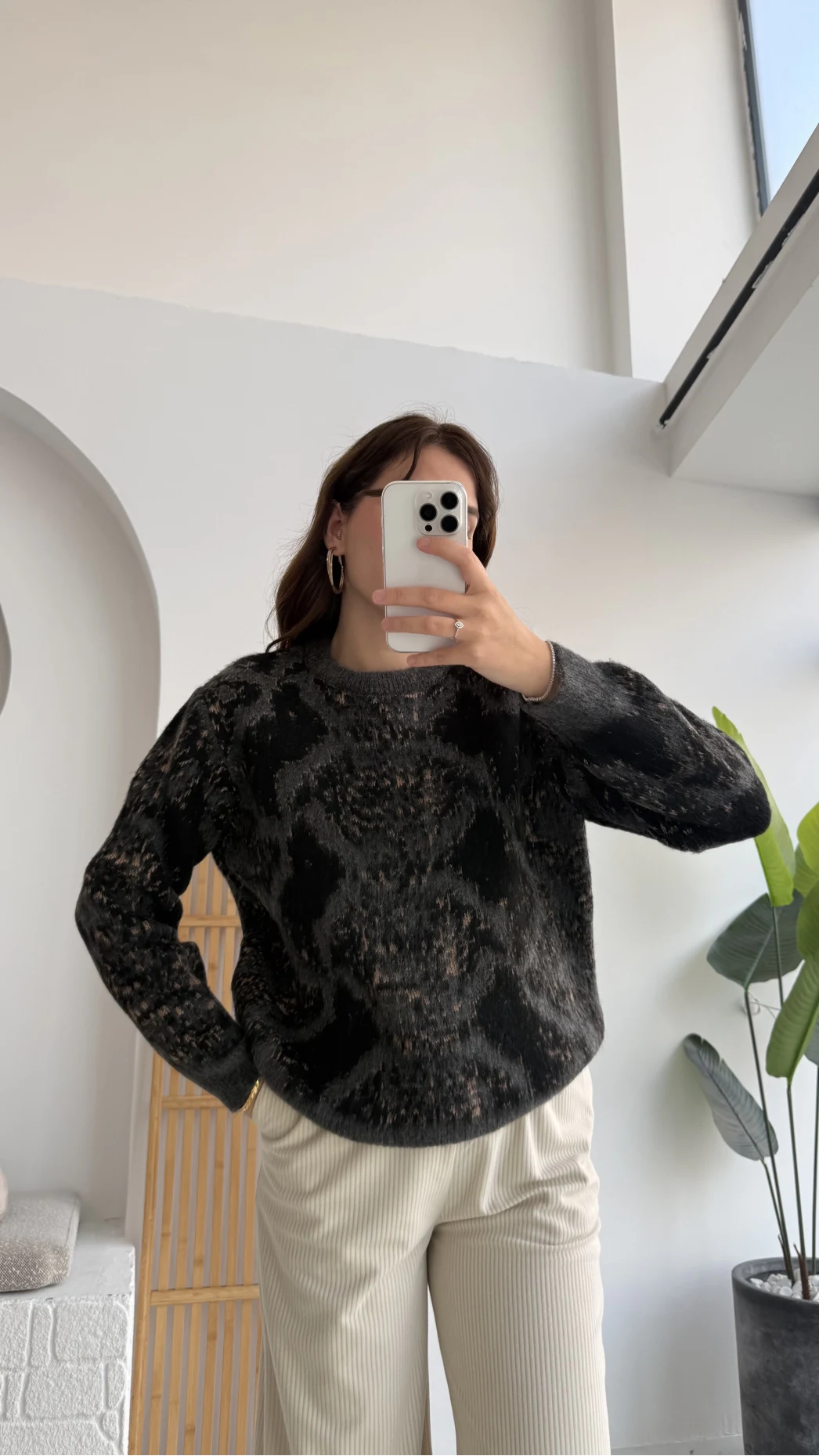 Nevina Desenli Kazak - Antrasit - 9074