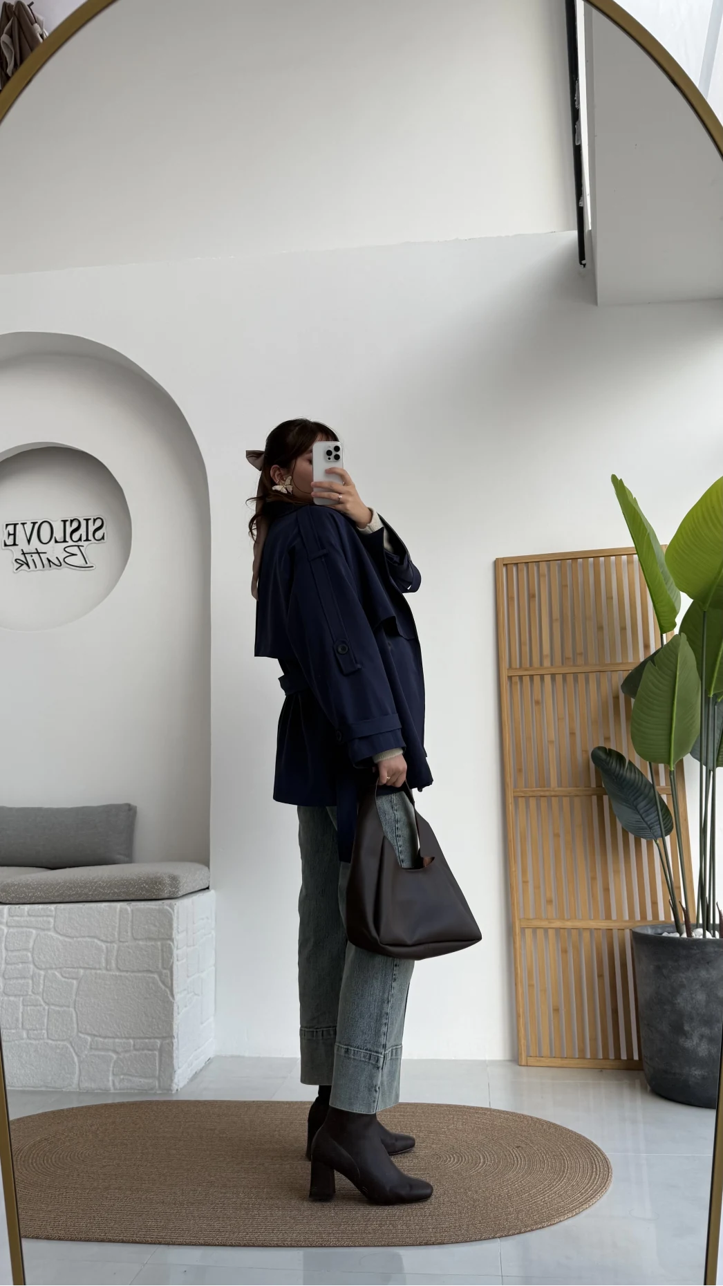 Nia Kuşaklı Kısa Trençkot - Lacivert - Kod: 9580