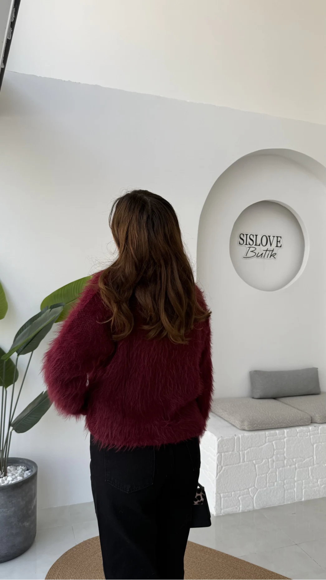 Nicole Sakallı Hırka - Bordo - Kod: 04596