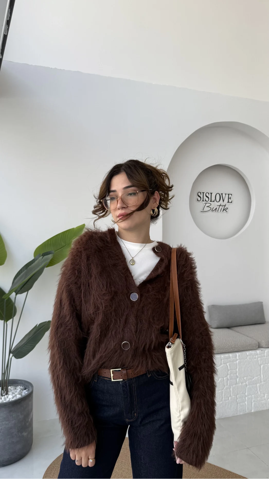 Nicole Sakallı Hırka - Kahve - Kod: 04596