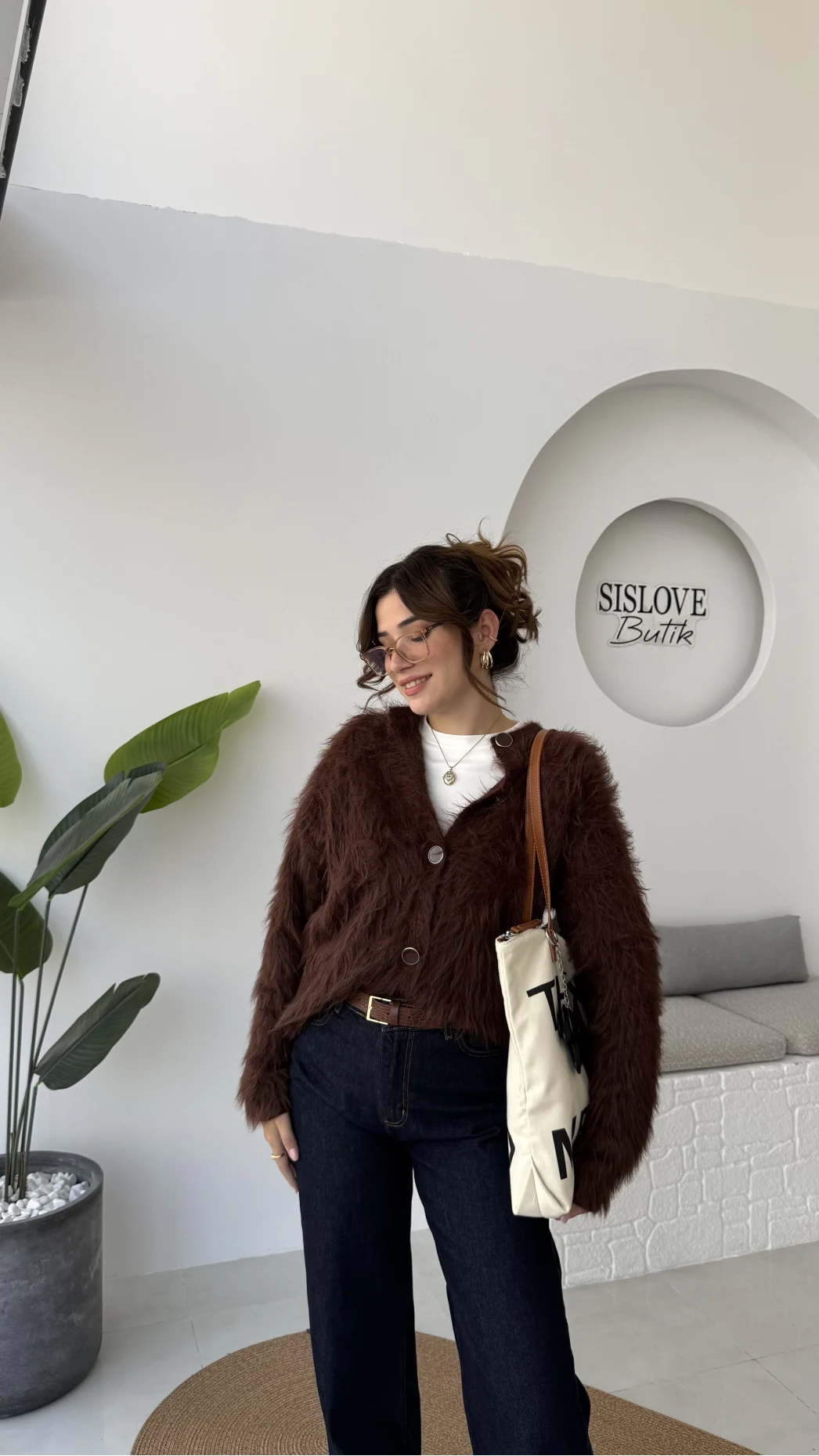 Nicole Sakallı Hırka - Kahve - Kod: 04596