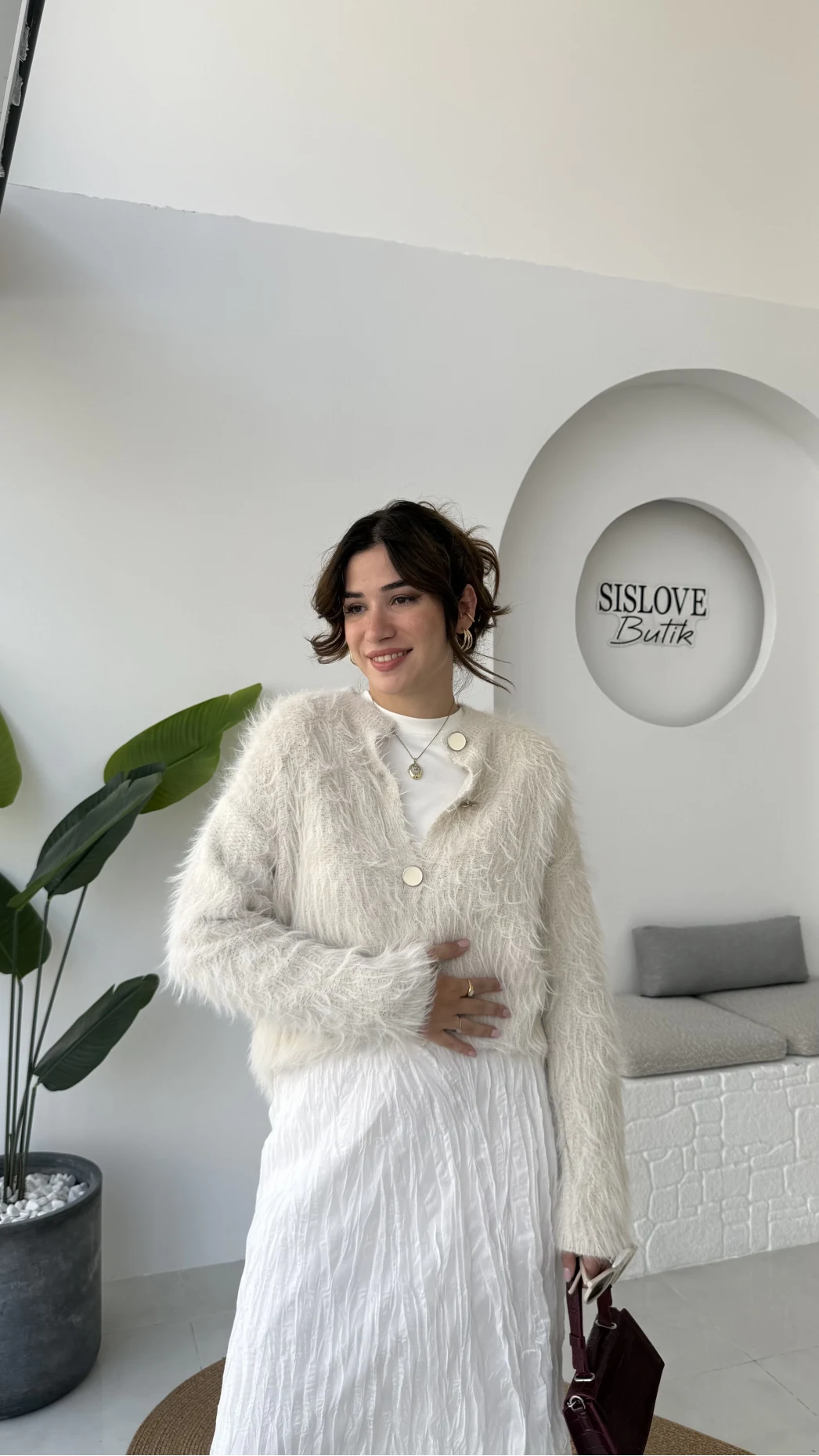 Nicole Sakallı Hırka - Taş - Kod: 04596