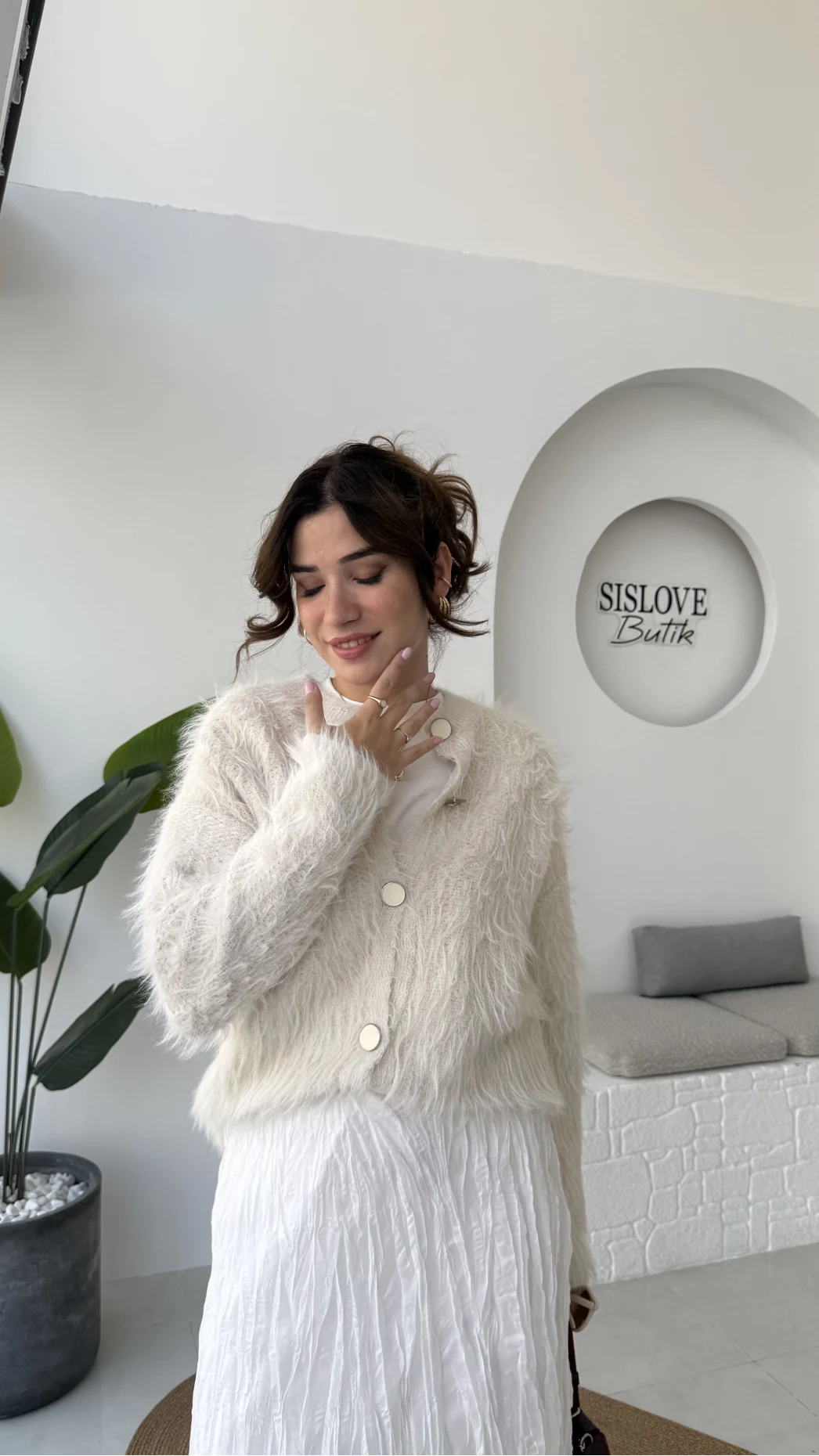 Nicole Sakallı Hırka - Taş - Kod: 04596