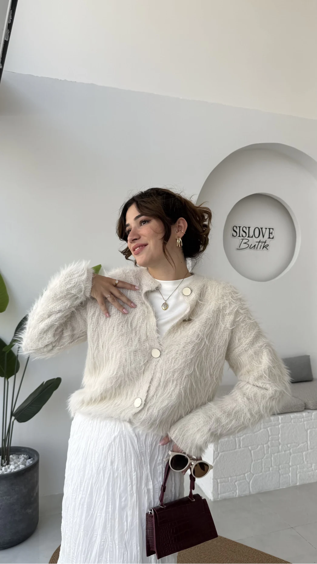 Nicole Sakallı Hırka - Taş - Kod: 04596