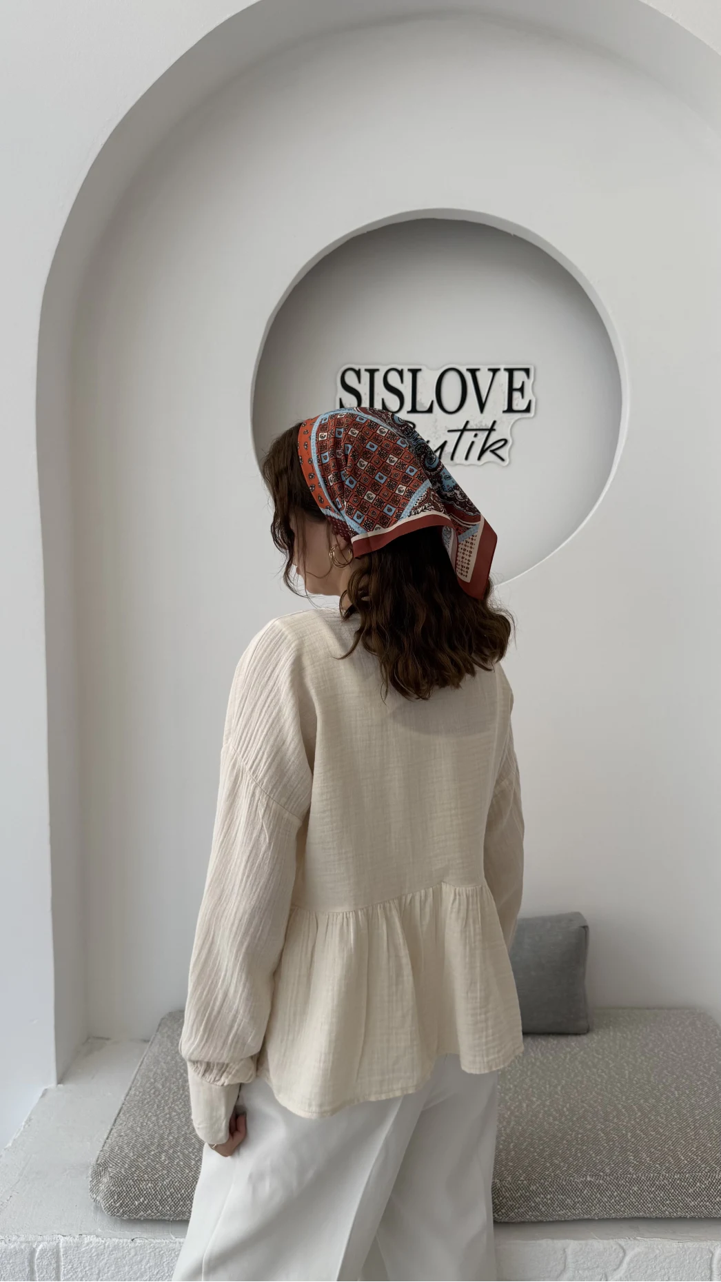 1032 - Nima Bağlama Detay Bluz - Taş