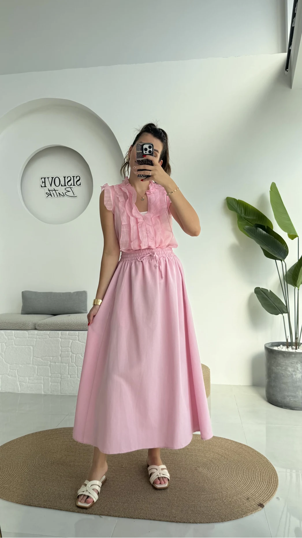 Niobe Lastikli Etek - Pembe - 1254