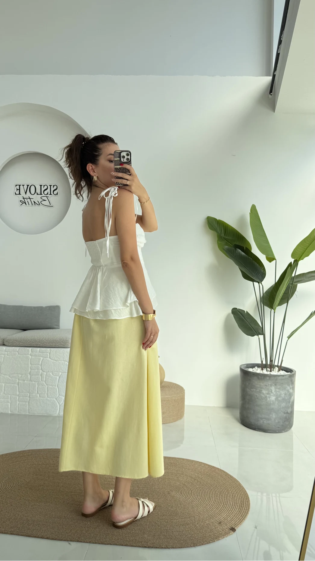 Niobe Lastikli Etek - Sarı - 1254