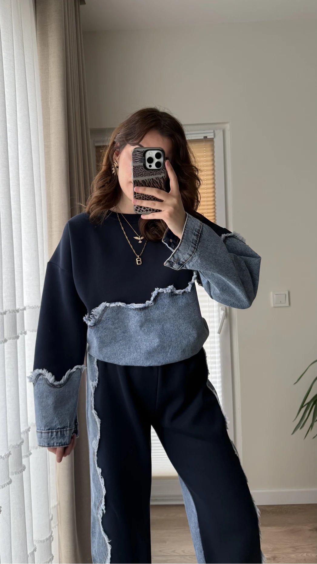 No-2 Denim Tasarım Dalgalı Takım