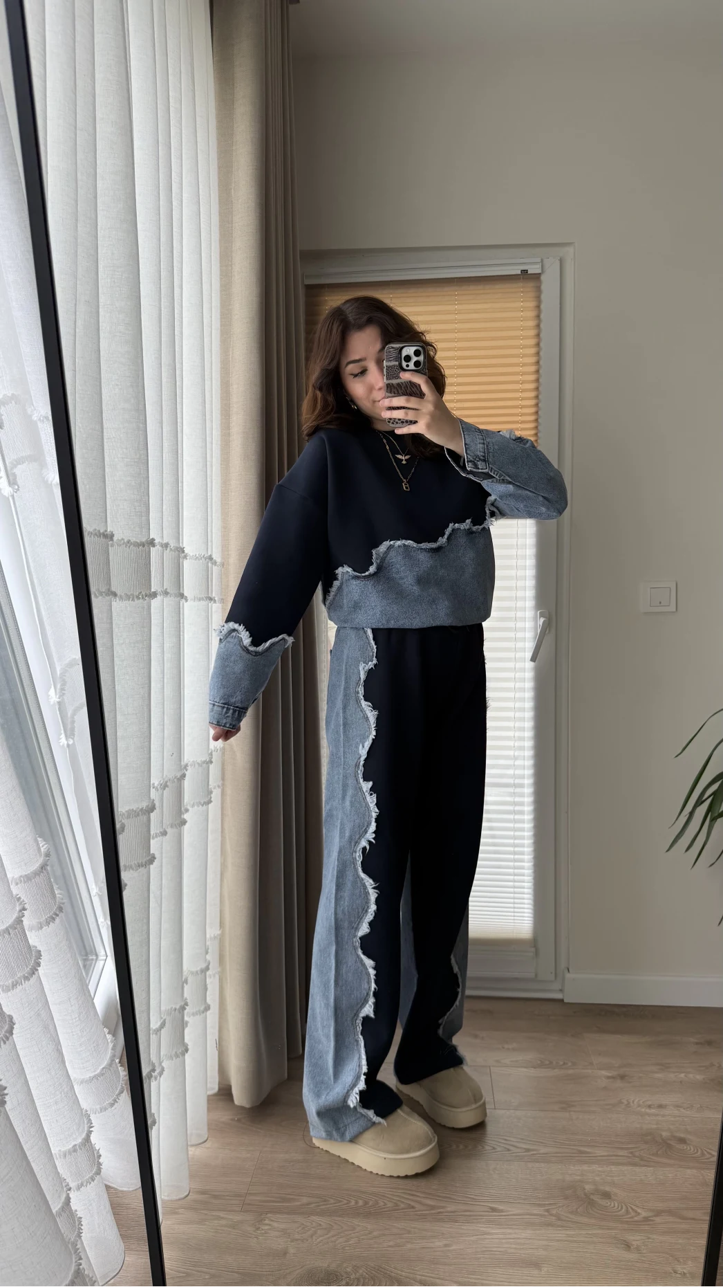 No-2 Denim Tasarım Dalgalı Takım