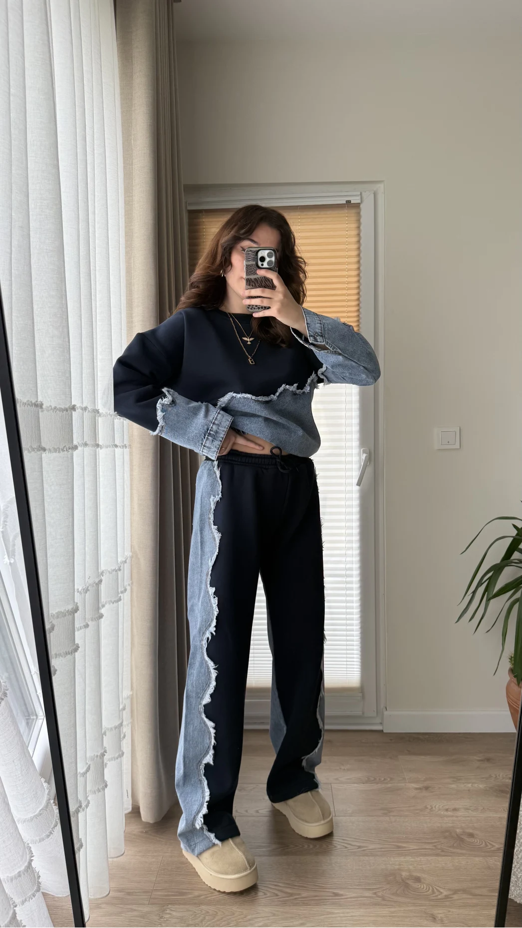 No-2 Denim Tasarım Dalgalı Takım