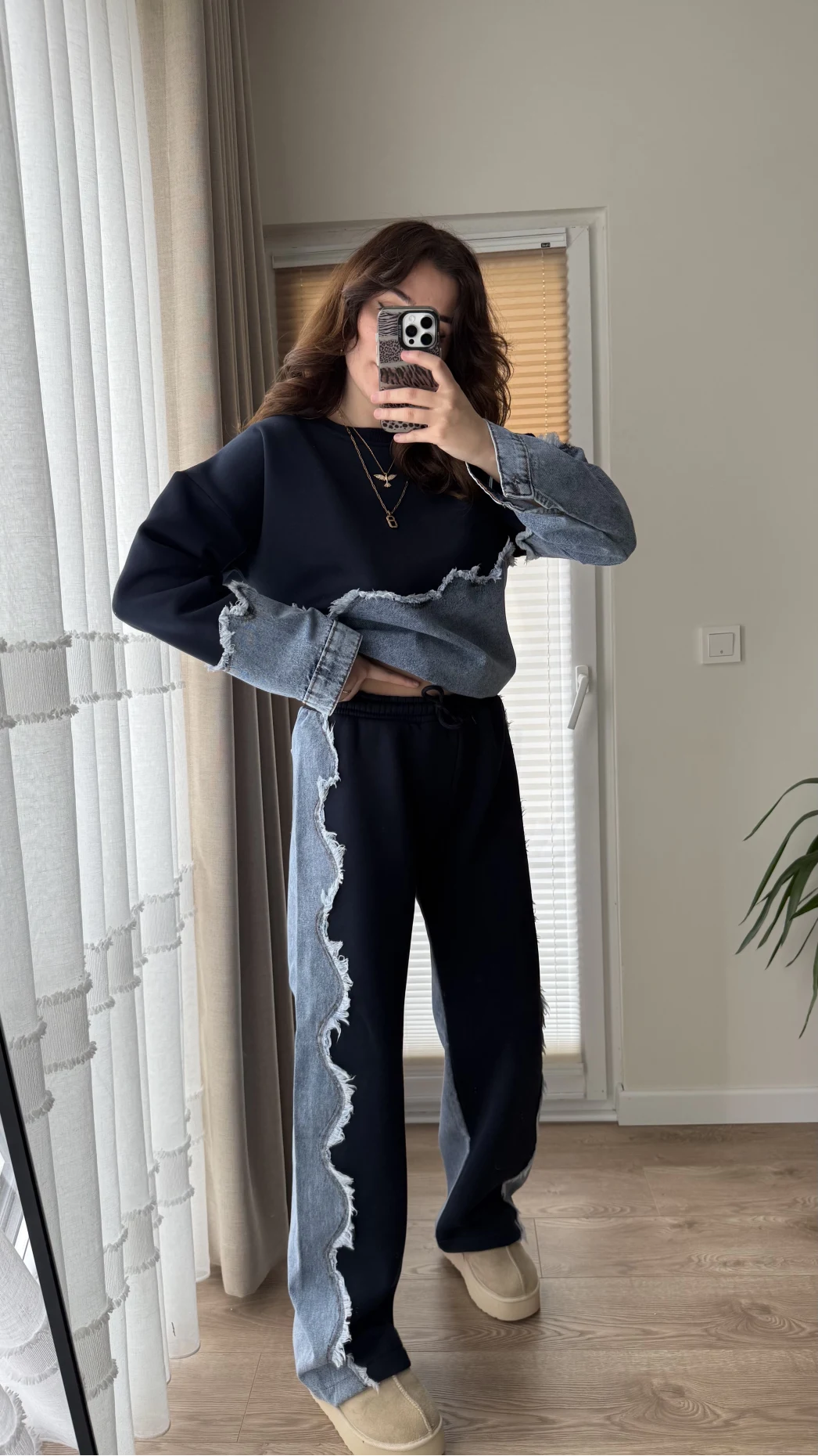 No-2 Denim Tasarım Dalgalı Takım