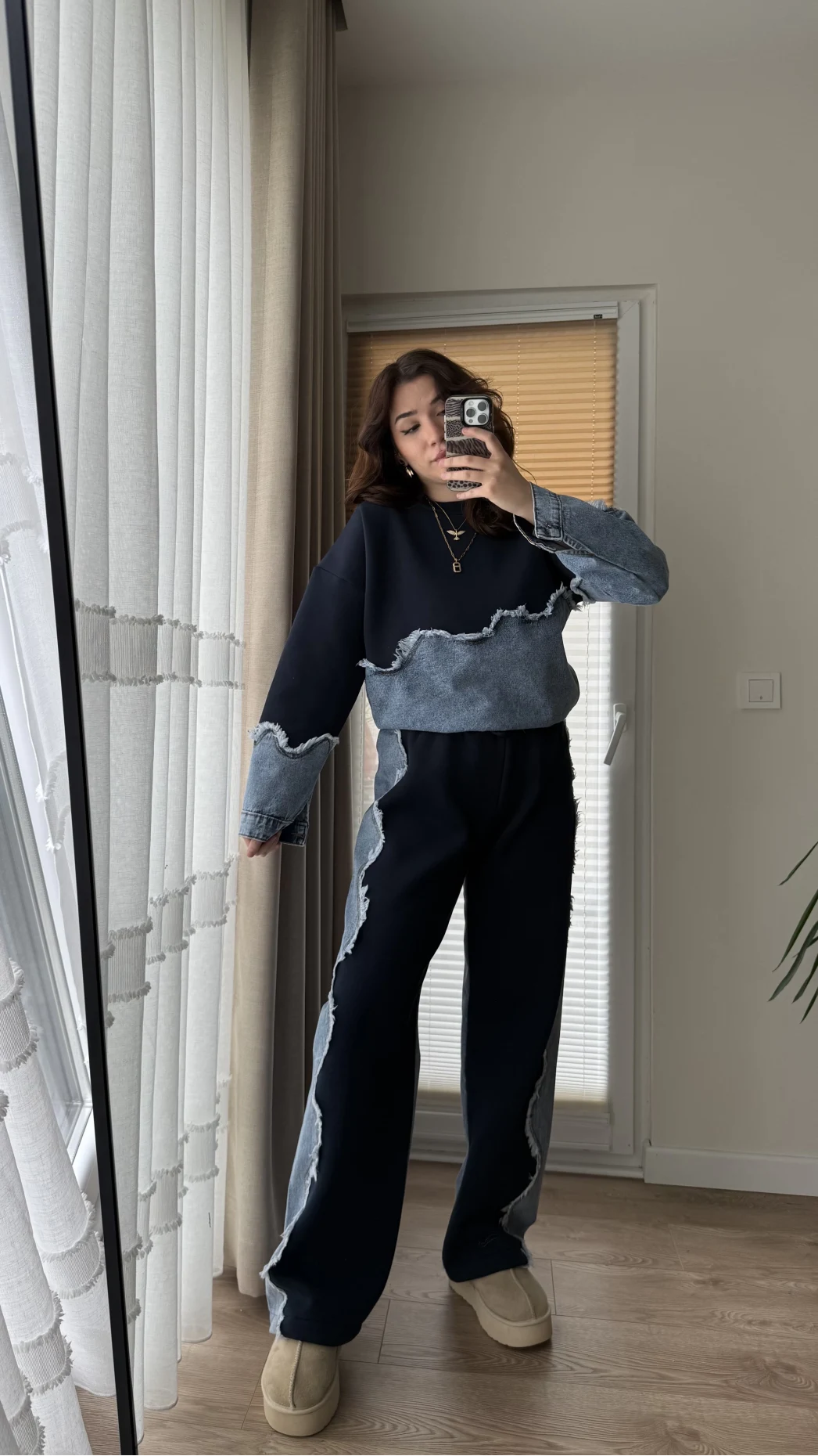 No-2 Denim Tasarım Dalgalı Takım