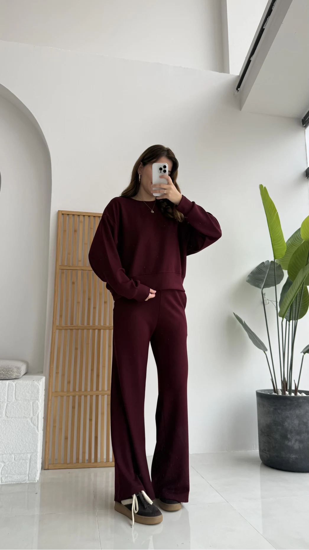 Nora Oys Sweet Pantolon Takım - Bordo
