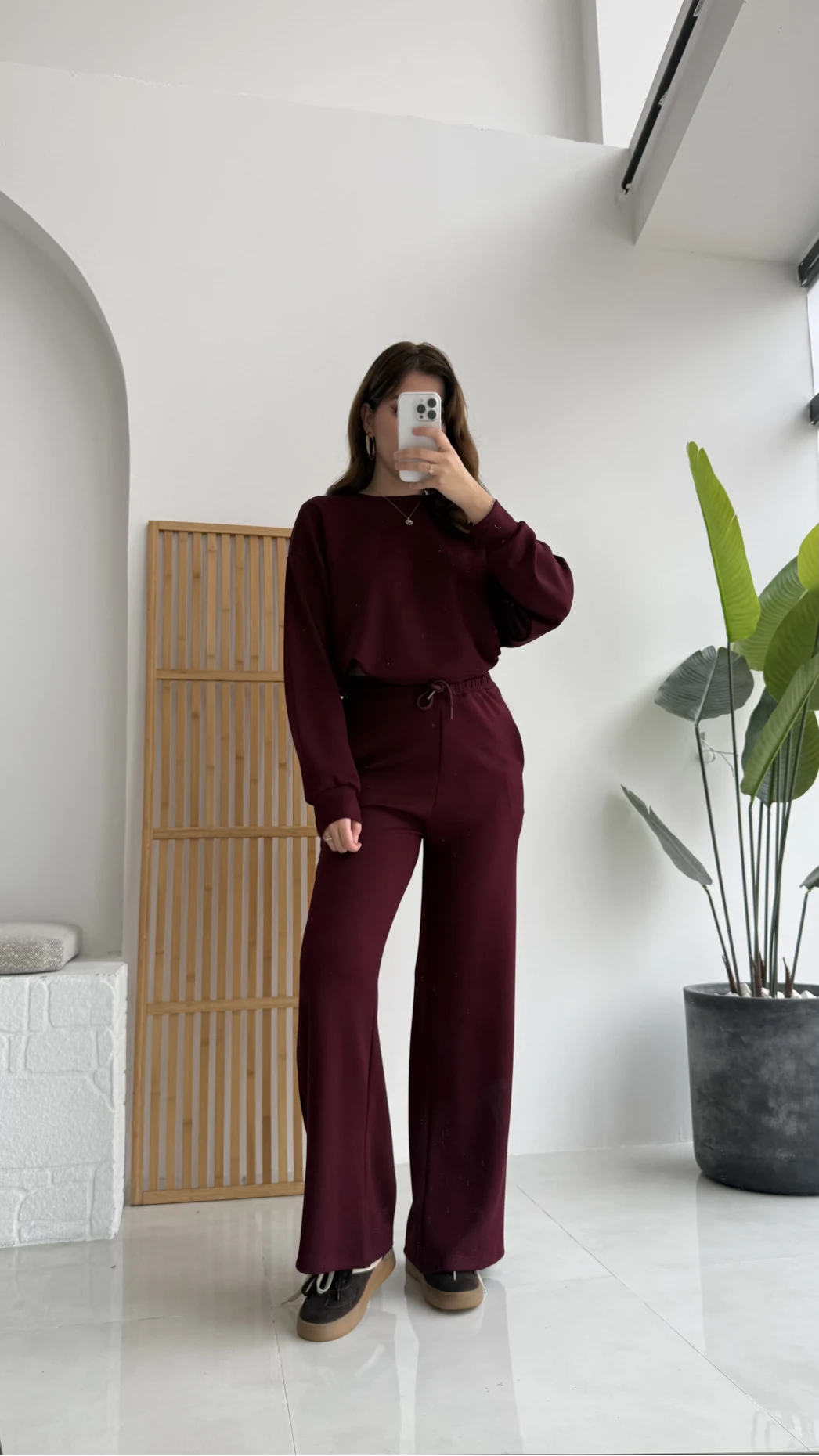 Nora Oys Sweet Pantolon Takım - Bordo