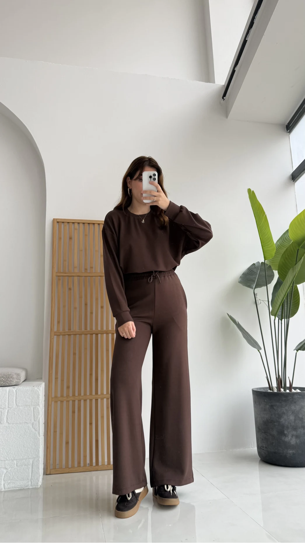 Nora Oys Sweet Pantolon Takım - Kahverengi