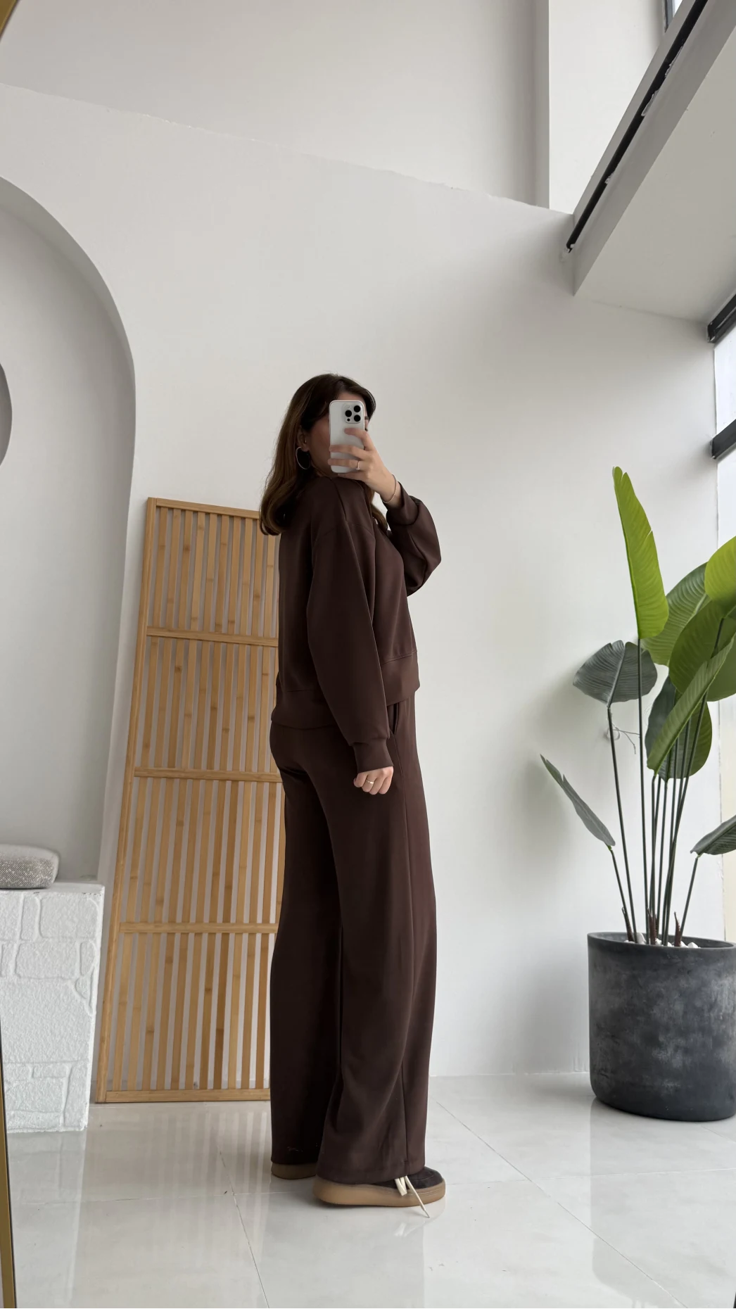 Nora Oys Sweet Pantolon Takım - Kahverengi