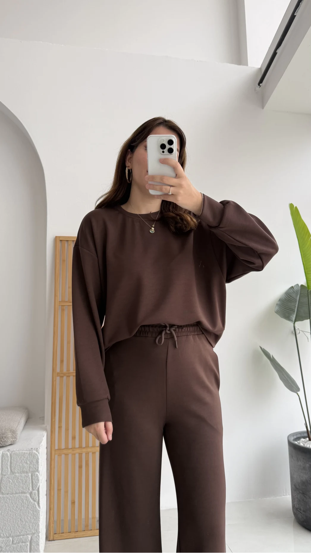 Nora Oys Sweet Pantolon Takım - Kahverengi