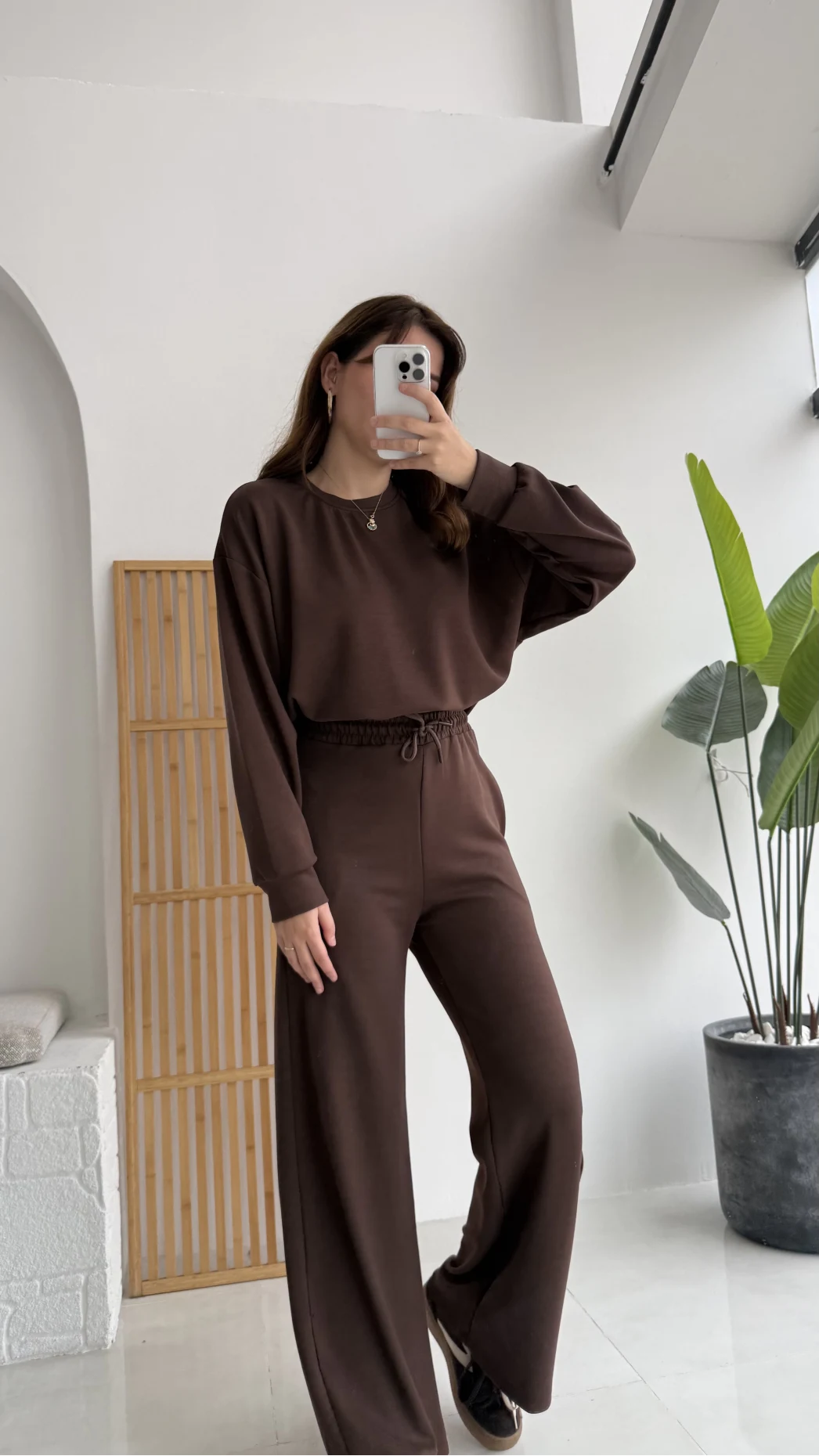 Nora Oys Sweet Pantolon Takım - Kahverengi