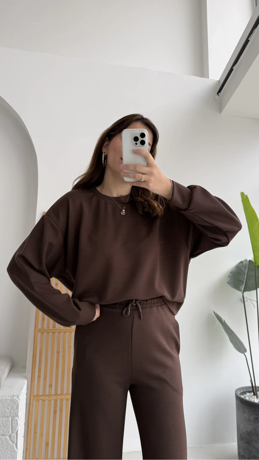 Nora Oys Sweet Pantolon Takım - Kahverengi