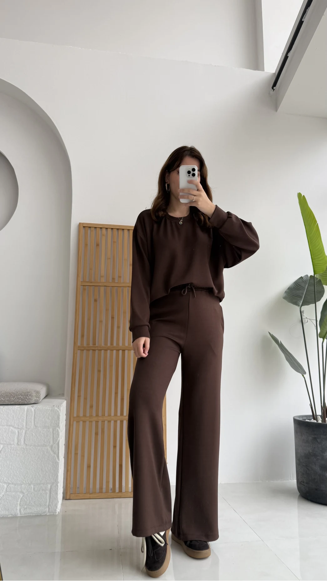 Nora Oys Sweet Pantolon Takım - Kahverengi