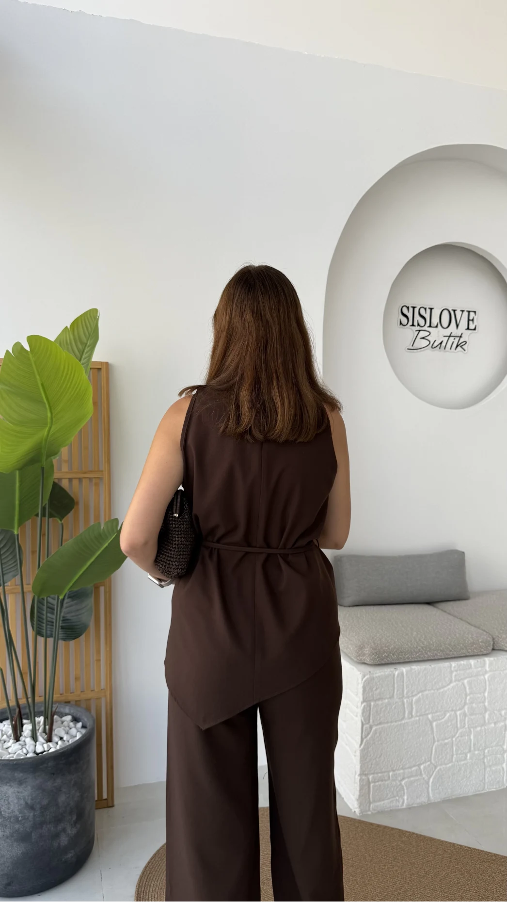 Odella Asimetrik Tunik Takım - Kahve - Kod: 8861