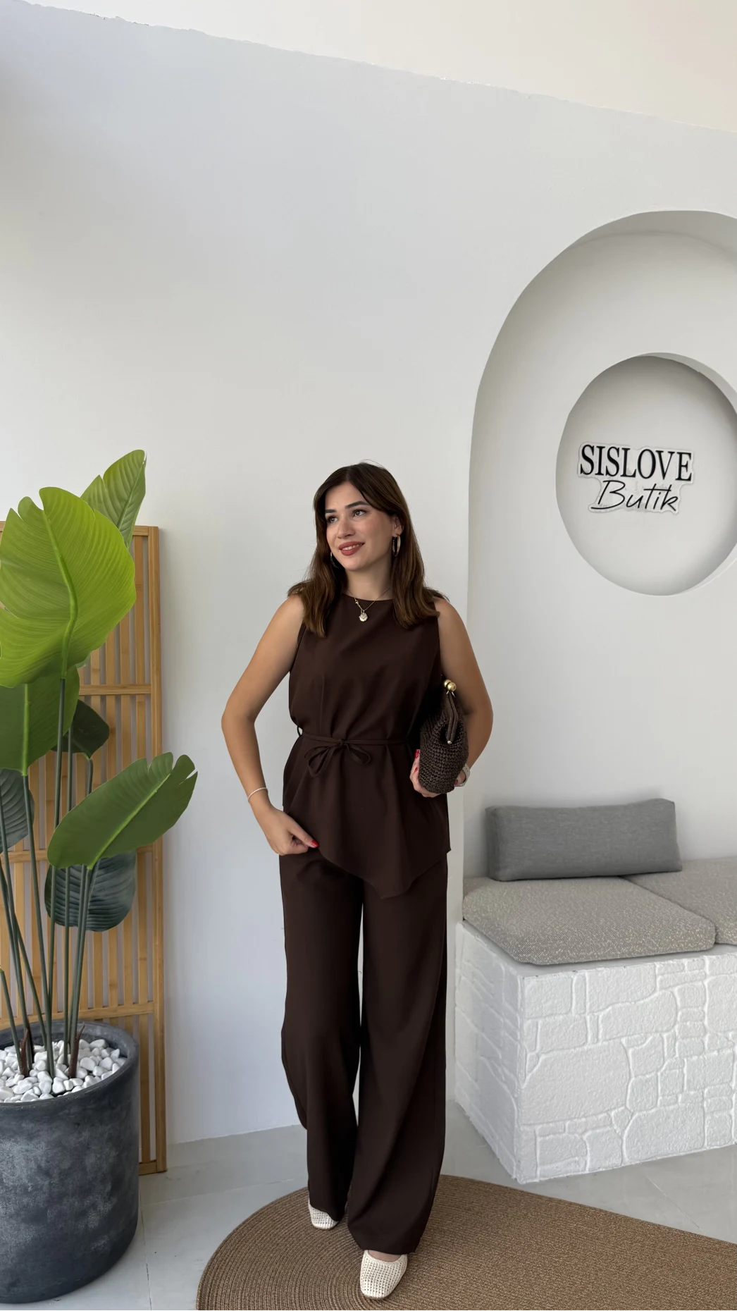 Odella Asimetrik Tunik Takım - Kahve - Kod: 8861