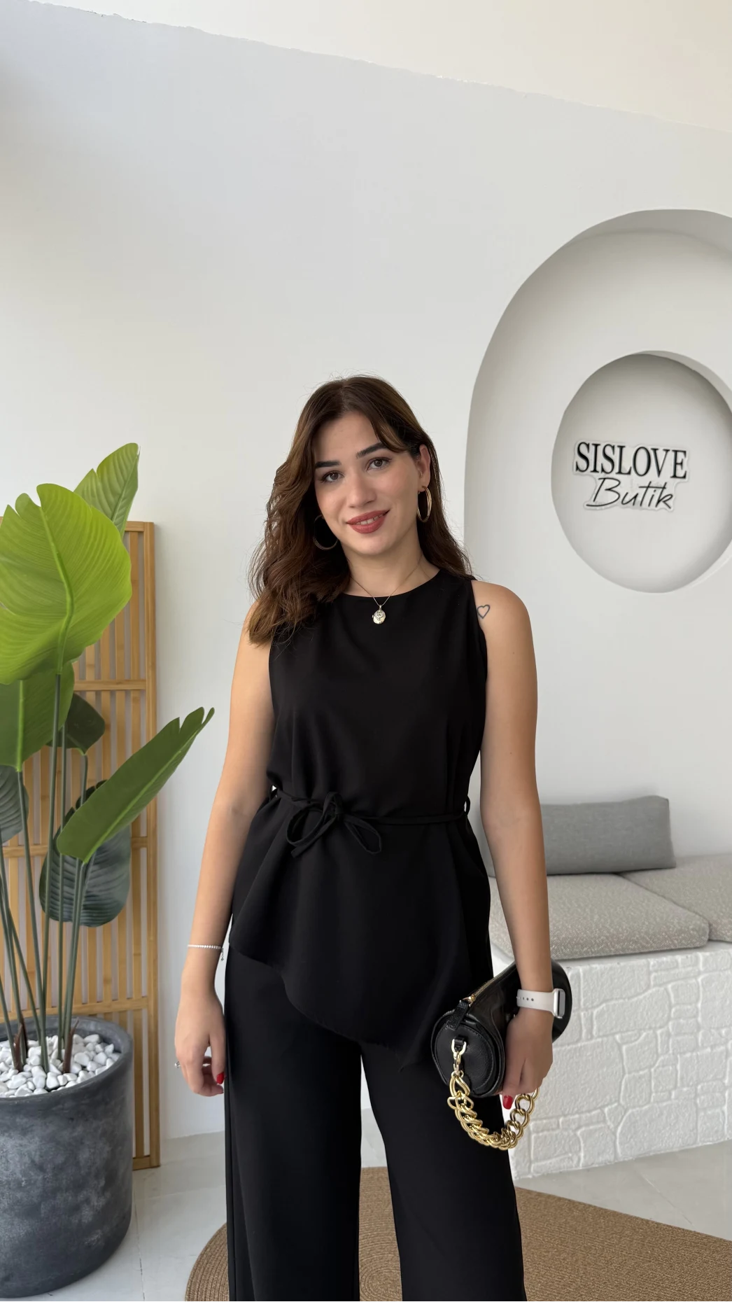 Odella Asimetrik Tunik Takım - Siyah - Kod: 8861