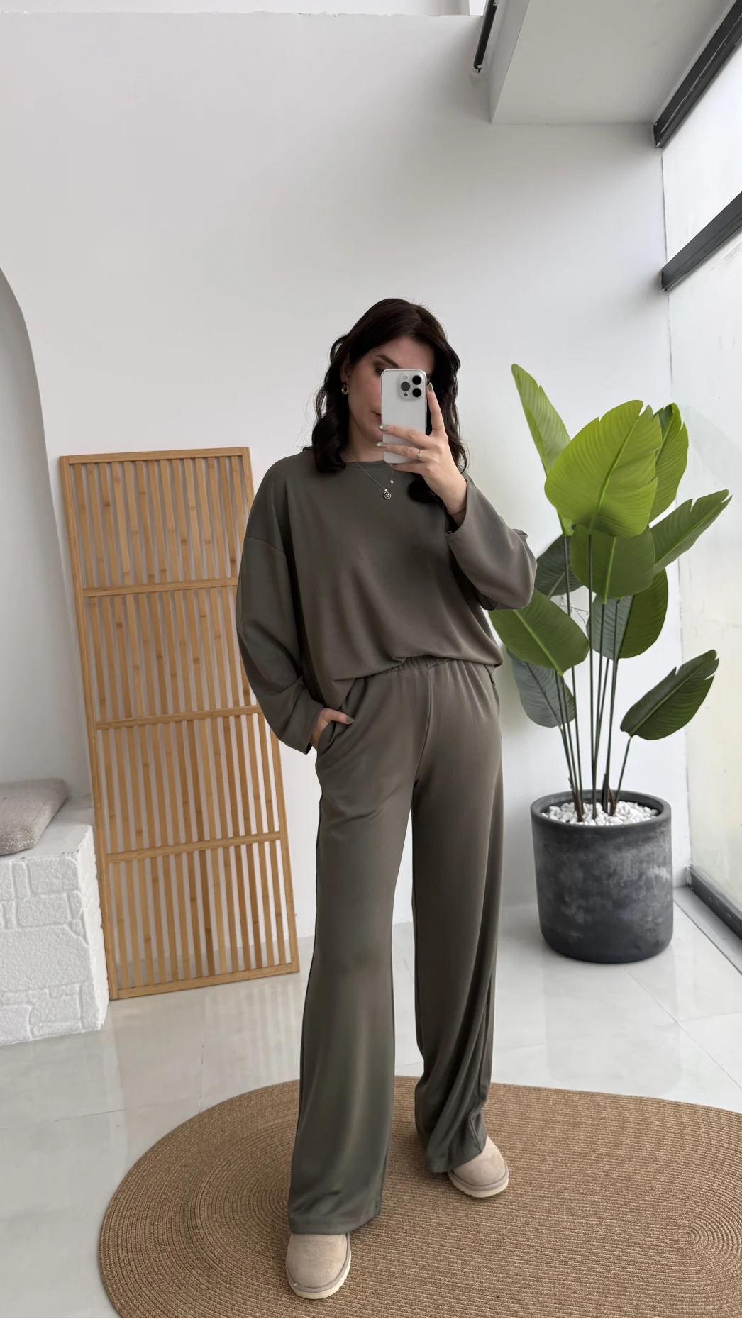 Olbia Uzun Kollu Modal Alt-Üst Takım - Haki