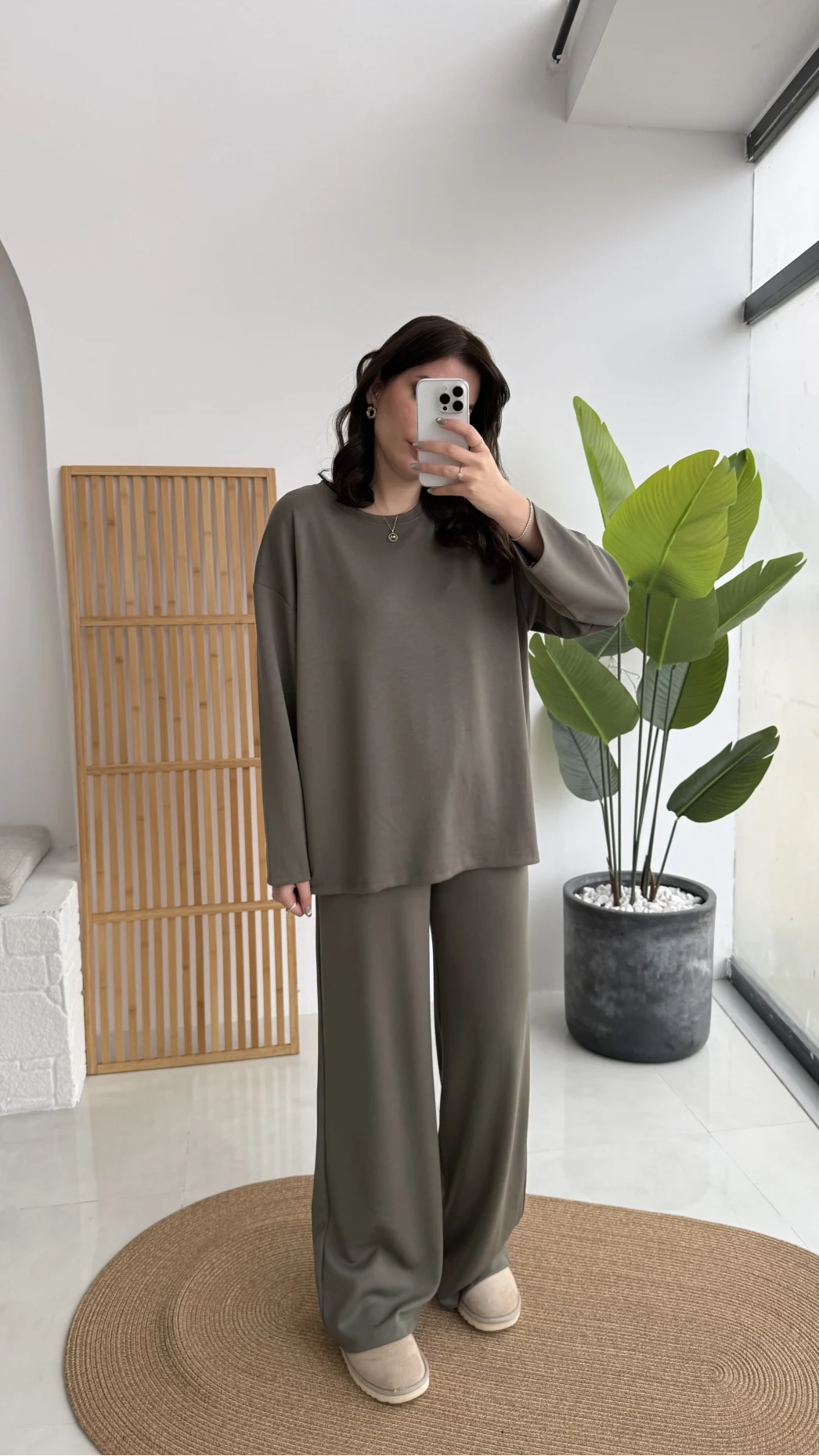 Olbia Uzun Kollu Modal Alt-Üst Takım - Haki