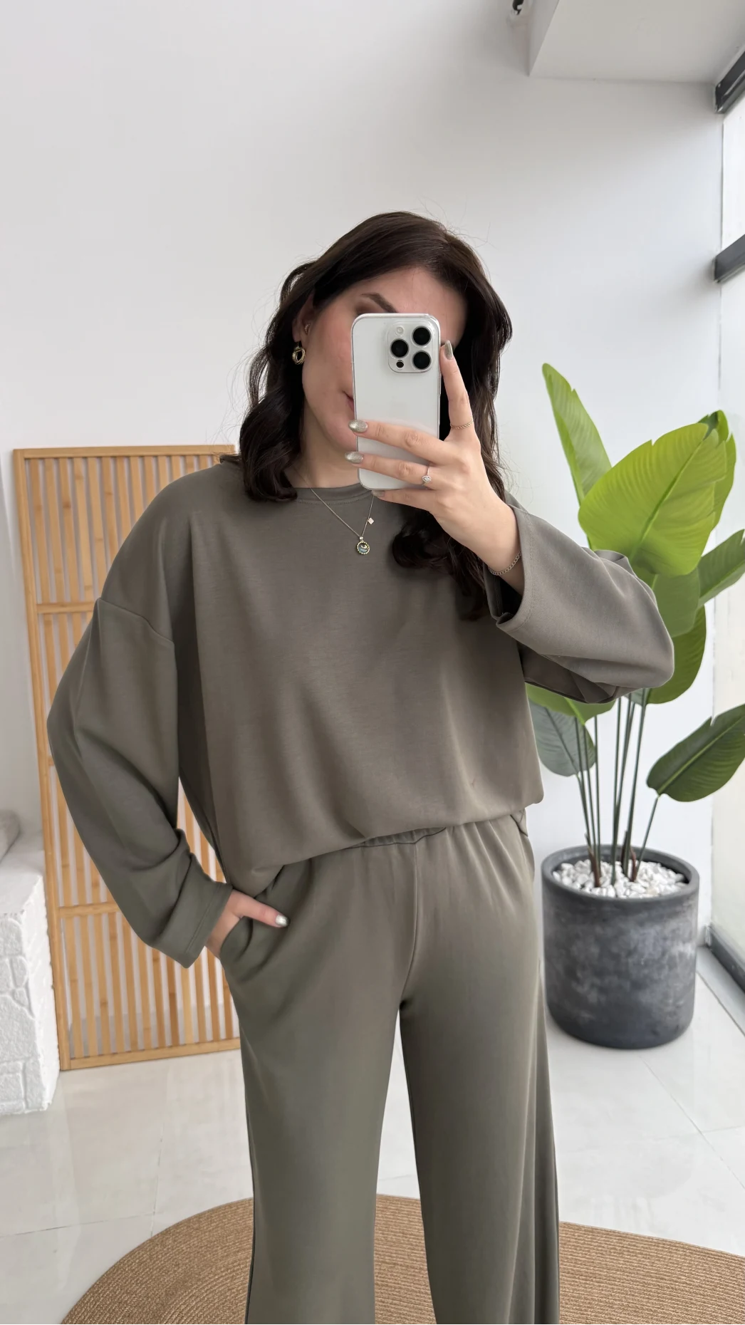 Olbia Uzun Kollu Modal Alt-Üst Takım - Haki