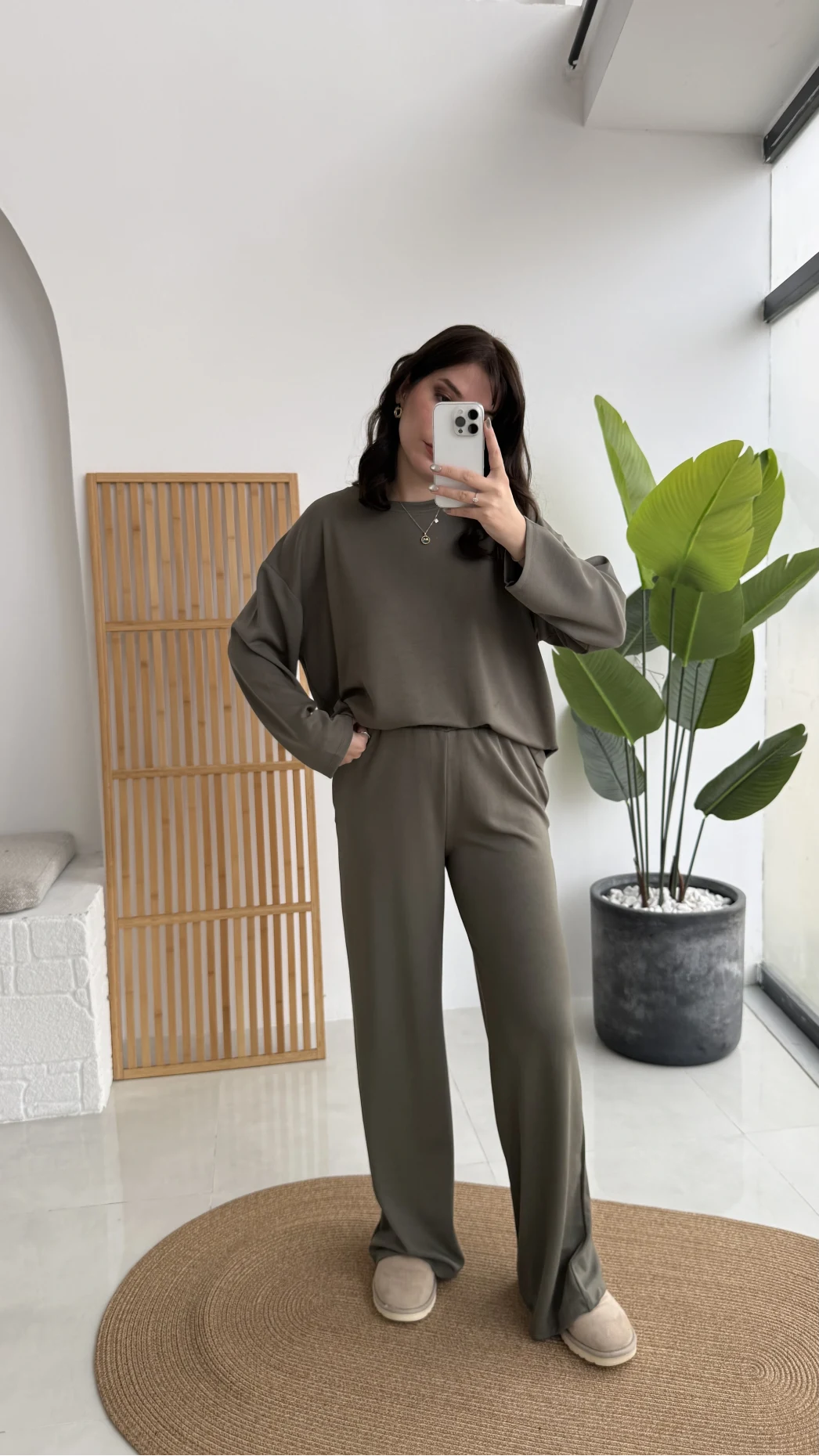 Olbia Uzun Kollu Modal Alt-Üst Takım - Haki