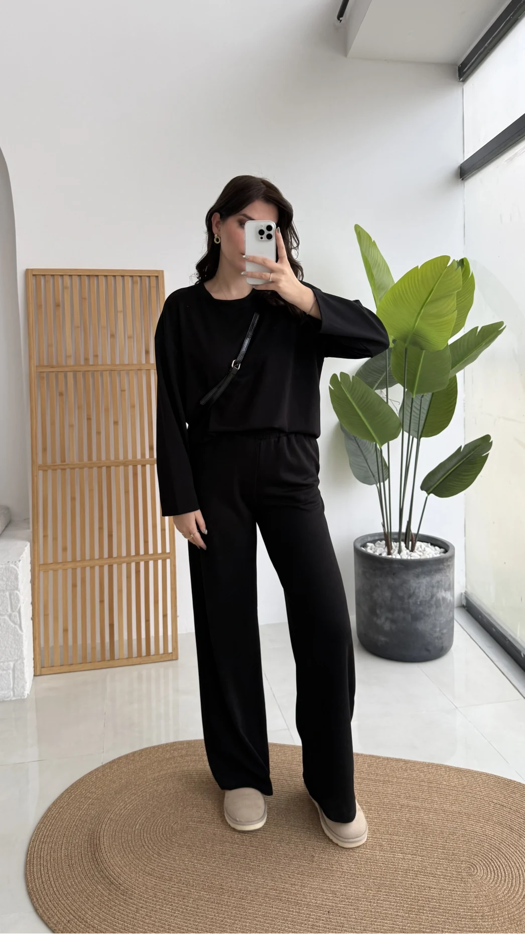 Olbia Uzun Kollu Modal Alt-Üst Takım - Siyah