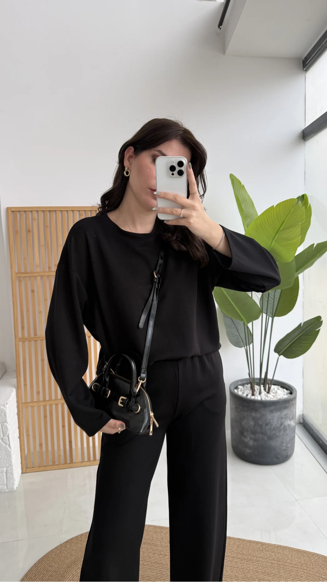 Olbia Uzun Kollu Modal Alt-Üst Takım - Siyah