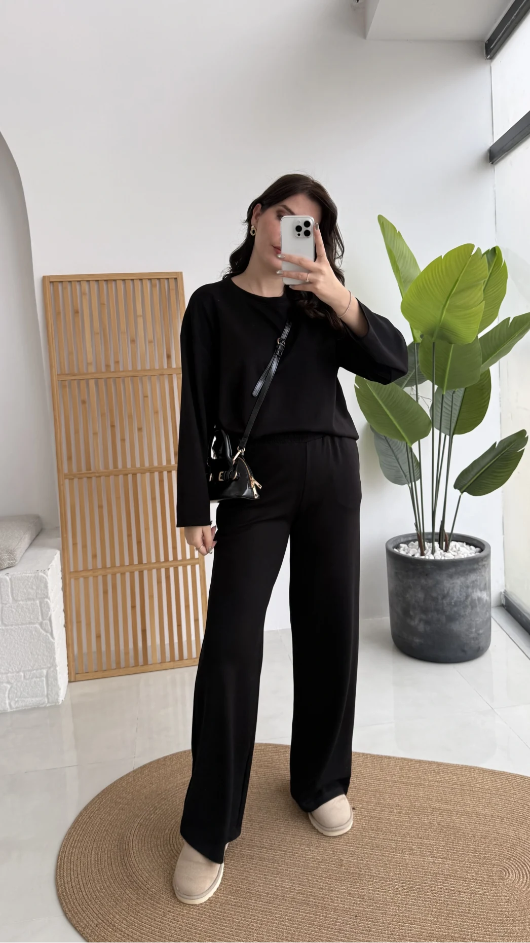 Olbia Uzun Kollu Modal Alt-Üst Takım - Siyah