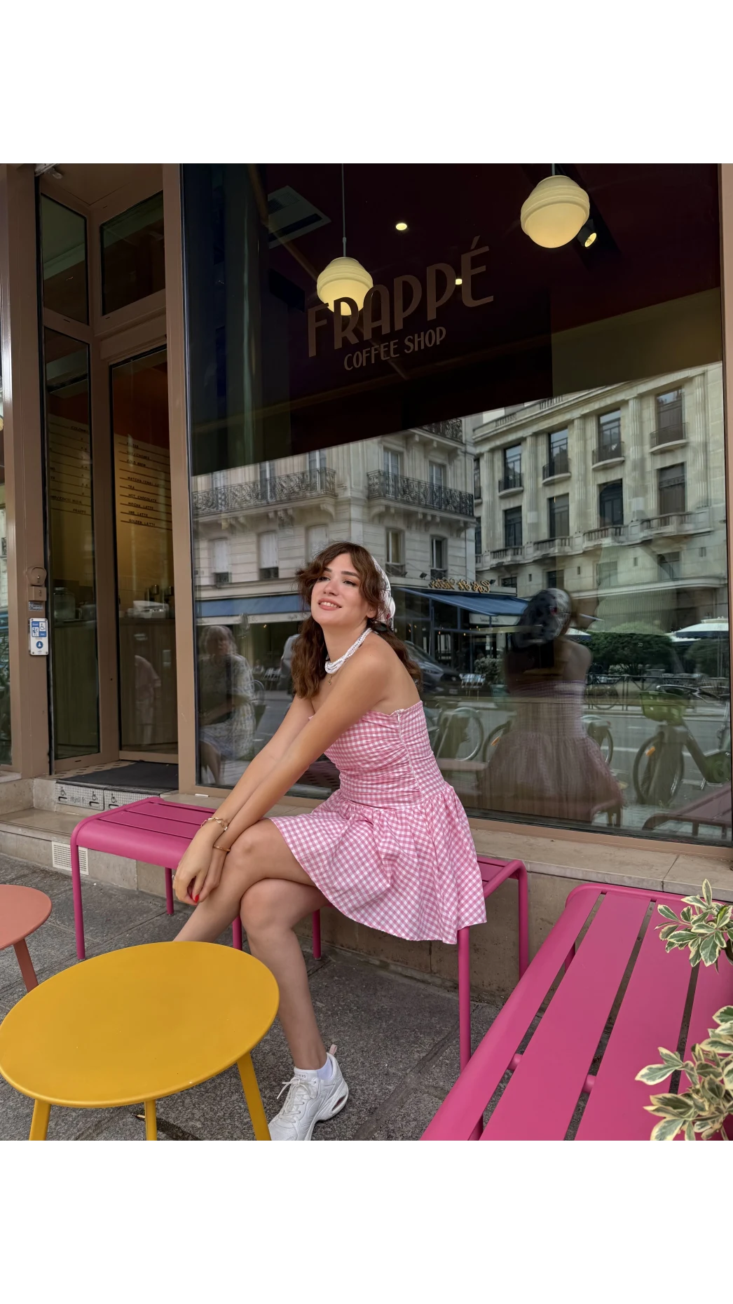 Olé Straplez Pötikare Desenli Pembe Elbise