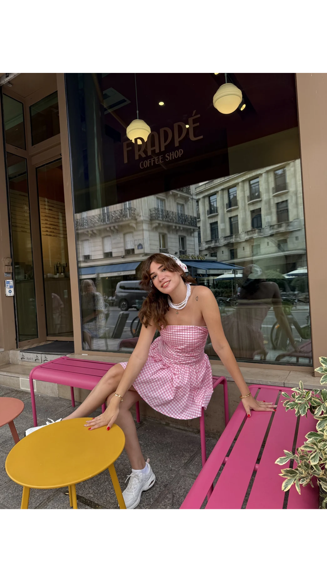 Olé Straplez Pötikare Desenli Pembe Elbise